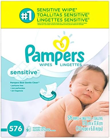 Pampers Sensitive Hypoallergenic, Clinically proven Mild, Gentle Cleaning, Restores Natural Skin pH Baby Wipes Refill Pack 576 Count
