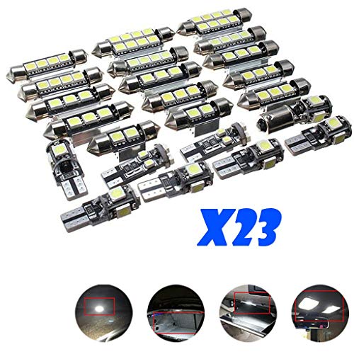 23pcs Car Interior Inside Light LED Interior Car Strip Lights Dome Trunk Map License Plate Lamp Bulb LED Interior Lights for Car (23pcs, Sliver)