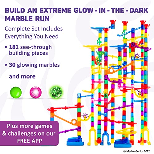Marble Genius Marble Glow Run Race Track Set Glow in The Dark (300 pcs