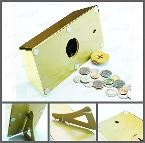 SABLUE Novelty Gold Bar Bullion Shaped Money Box Coin Bank Saving Pot Door Stop Paperweight Golden (C0-Coin Bank L)