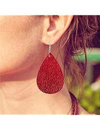 PAMASE 10 pares de pendientes de piel sintética con forma de lágrima, hechos a mano, ligeros, para mujeres y niñas
