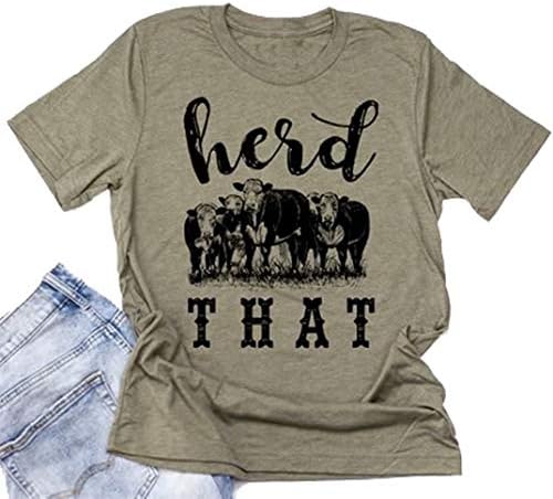 FAYALEQHerd That Cow T Shirt Women Funny Graphic Tees Animal Lovers Short Sleeve Cow Shirts Casual Short Sleeve Tops