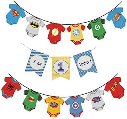 One Banner - First Birthday Superhero Party Decorations - 1st Birthday - I Am One for Boy