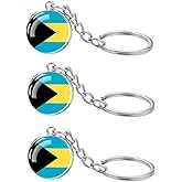 LLBFHH 3 Pcs Bahamas Flag Key Chain,Cool Keychain for Car Keys, Stainless Steel Keyrings & Keychains,Used for Home Decoration, Jewelry Hanging Decorations.