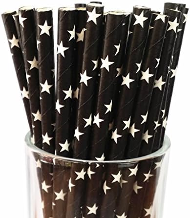 Free DHL 500 pcs White Star Black Paper Straws Bulk, Colored Black and White Paper Drinking Straws for Holiday Party, Wedding, Baby Shower, Birthday, Halloween Mason Jar Straws