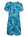 Lock and Love WT1084 Womens V Neck Short Sleeve Tie Dye Pleats Tunic Top M TEAL