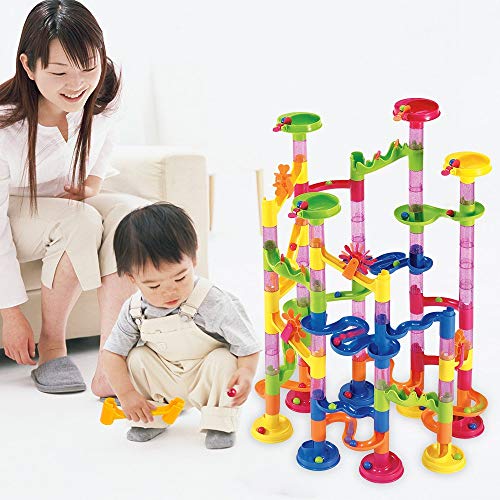 image for Beebeerun Marble Run Set 105 Pcs - Construction Building Blocks Toys G