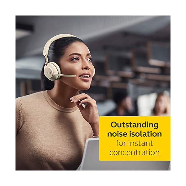 Jabra-Evolve2-65-Wireless-PC-Headset-with-Charging-Stand--Noise-Cancelling-UC-Certified-Mono-Headphones-With-Long-Lasting-Battery--USB-C-Bluetooth-Adapter--Beige Jabra Evolve2 65 Wireless PC Headset with Charging Stand – Noise Cancelling UC Certified Mono Headphones With Long…