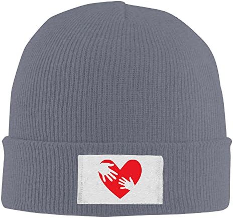 Winter Love Kids Heart Hands Beanie Hats Boy Asphalt Elastic Rib Knit