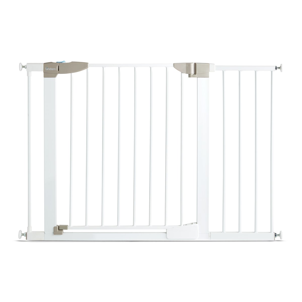 Munchkin Lindam Stair Gate, Sure Shut Orto Toddler & Baby Gate, Stair Gate Pressure Fit Baby or Dog Gate, Baby Safety Gate for Stairs & Doorways, Easy Install No-Screws Child Gate, 110-117cm, White