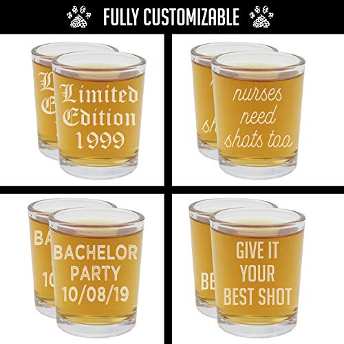 2pk Personalized Etched Custom Message 2.5oz Shot Glasses