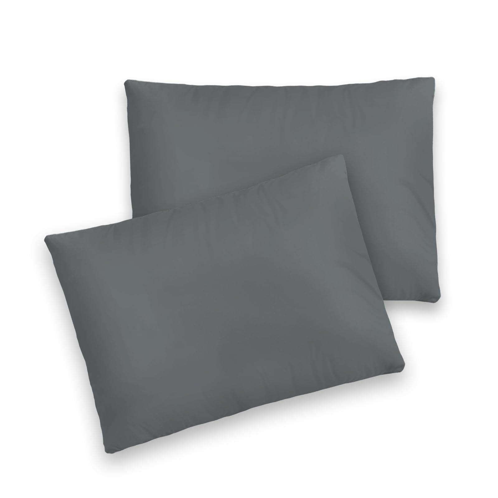 Pizuna Toddler Pillow Cases 33 x 46 cm, Dark Grey, 400 Thread Count 100% Long Staple Cotton Crib Pillowcase Set of 2, Soft Sateen Weave Baby Pillow Cover
