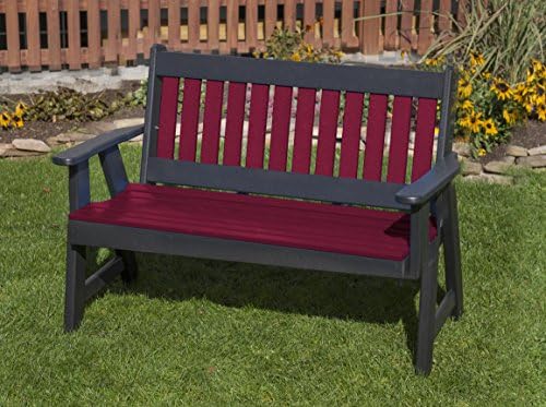 5FT-CHERRYWOOD-POLY LUMBER Mission Porch BENCH Heavy Duty EVERLASTING PolyTuf HDPE - MADE IN USA - AMISH CRAFTED