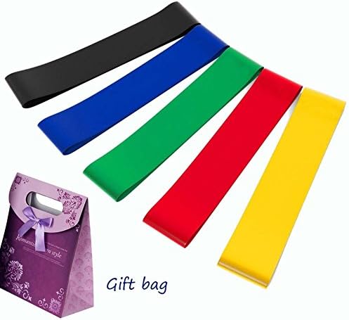 Dollshow Resistance Loop Exercise Bands Set of 5,Stretch Workout Bands for Legs and Butt,Natural Latex Band for Physical therapy,Fitness,Yoga,Home Equipment Training
