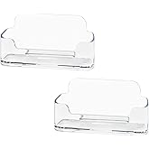 HSYMQ Acrylic Business Card Holder for Desk, Clear Plastic Business Cards Display Holders Stand, Fits 30-50 Business Cards