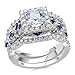 Newshe Jewellery Cubic Zirconia Engagements Rings 925 Sterling Silver Wedding Bands for Women 3PCS Bridal Rings Sets Princess Promise Rings for her Size 4-13