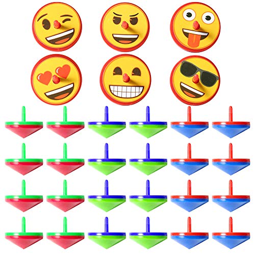 PROLOSO Light Up Spinning Tops Emoji LED Hand Spin Toys Stocking Stuffers Party Bulk Pack of 24 - Thumbnail 4