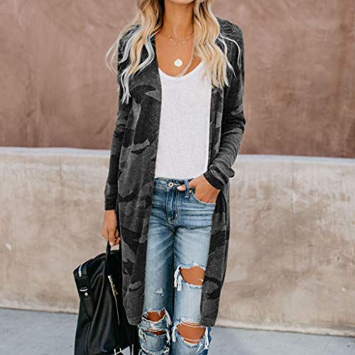 TIFENNY Women's Going Out Cardigans Ladies Lightweight Long Cardigan Camouflage Outwear Long Sleeve Coats Tops