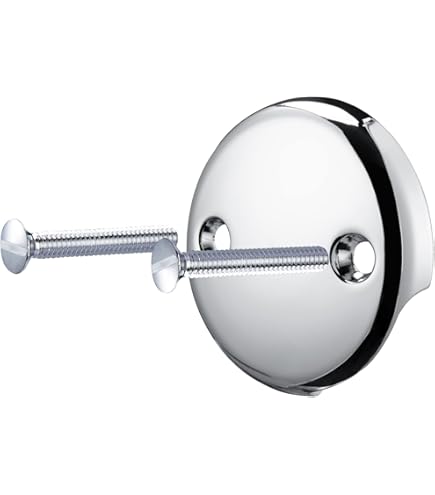 CalcMetal Dual Hole Bathtub Drain Overflow Plate With Two Matching Screws, Easy To Install, Plated Chrome - View #4
