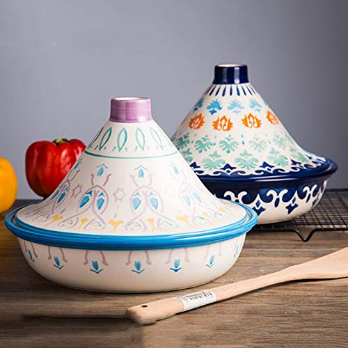Clay-CasseroleMini-Tagine-PotPainted-Ceramic-Casserole-Clay-Pot-with-LidOriginal-Moroccan-Handmade-Clay-Cooking-DishStovetop-Cookware-for-Slow-Cooking-A-25185cm