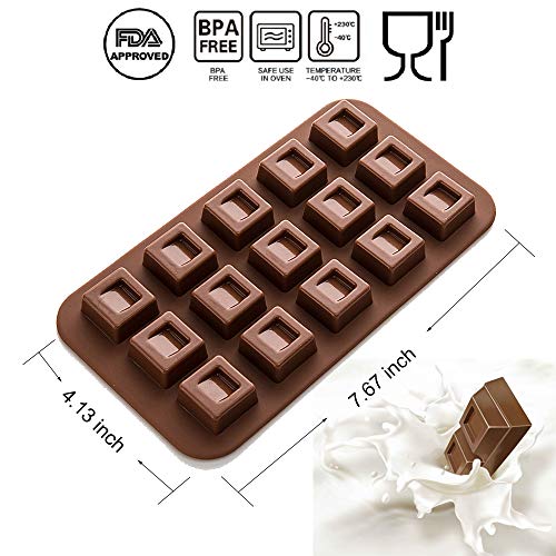 Aokinle Silicone Chocolate Molds,Non-Stick Candy Molds,BPA Free,Mini Ice Tray Molds,Square,Hearts&Round Baking Molds Set of 3