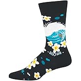 Socksmith Men's Surfing With Aloha Crew Socks, Black