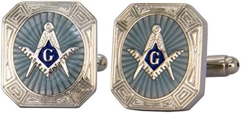 Vittorio Vico Round Corners Masonic Cufflinks for Men - Unique Mens Jewelry - Best Gift for Him, Dad, Uncle, Bestfriend, Groom