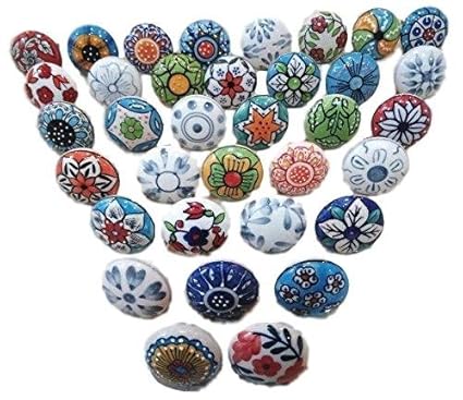 Assorted Vintage Look Flower Ceramic Knobs Door Handle Cabinet