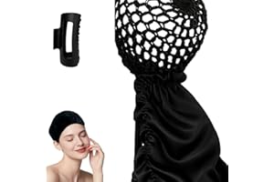 FREWAC 2 In1 Wrap Cap Bonnet Reversible,Adjustable Hair Wrap Nettie Band,Extra Long Hair Silk Press Set Braid Bonnet for Curly
