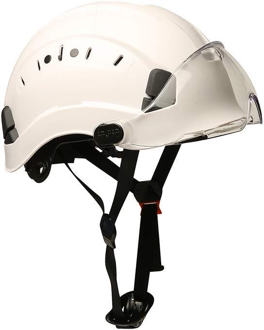 SMASYS Safety Hard Hat ABS Helmet Adjustable with Visor 6-Point Suspension Perfect for Construction and Climbing (White Visor) - - 