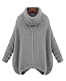 King Ma Women Long Sleeve Turtleneck Chunky Knit Loose Sweater Pullover