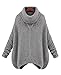 King Ma Women Long Sleeve Turtleneck Chunky Knit Loose Sweater Pullover