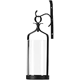 Souliron Hanging Hurricane Glass Wall Sconce Candle Holder Black Metal Wall Decorations HLJ15-291B
