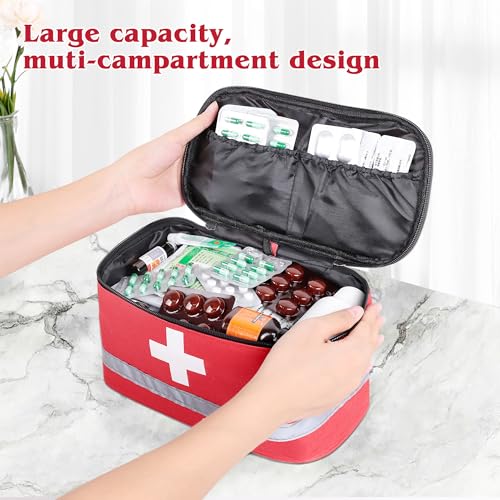 Romon 1 x Empty Emergency Bag, Waterproof Portable Medicine Bag, Large Capacity Emergency Bag, Medicine Storage Bag for Home, Office, Travel