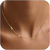 Initial Necklaces for Women,14k Gold Plated Initial Heart Charm Necklace Dainty Letter Choker Necklace for Women Trendy Cute Sideways Initial Custom Name Necklaces Personalized Gold Jewelry Gifts