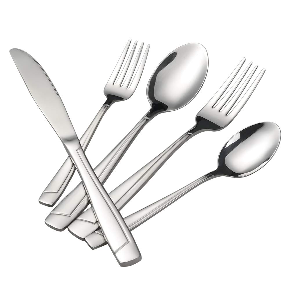 Sandmovie 40 Pieces Stainless Flatware Cutlery Silverware, Service for 8 Persons