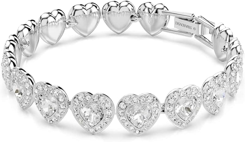 Ariana Grande x Armband, Rhodiniertes Damenarmband mit Kristallherzen in Klarem Pavé und Verschiedenen Schliffen, Armbandlänge: 16.8-21.8 cm, Armbandbreite: 1.9 cm