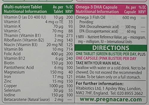 2 Packs Vitabiotics Pregnacare Plus Omega 3 56 Tablets Total 112 Tablets Capsules By Vitabiotics In Kenya Whizz Multiple Vitamin Mineral Supplements