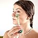 Anti-Aging Jade Roller for Face & Neck + Gua Sha Stone Gift Set – Himalayan Jade Facial Massage Roller Brightens & Evens Skin, Fights Wrinkles – 2 Jade Rollers in 1 for Firmer,Younger Looking Skin
