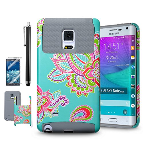 Galaxy Note Edge Case,Galaxy Note Case,AnnBay(TM) for Samsung Galaxy Note Edge 2in1 Hybrid Case Heavy Duty Case Hybrid Armor Cover Case with Totem Flower Pattern for Samsung Galaxy Note Edge(Gray)