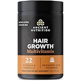 Ancient Nutrition Hair Growth Multivitamin – Supports Thicker Hair, Less Shedding, Smoother Skin & Stronger Nails – with Solubilized Keratin, Powered by Peptides, 22 Vitamins & Minerals – 30 Servings