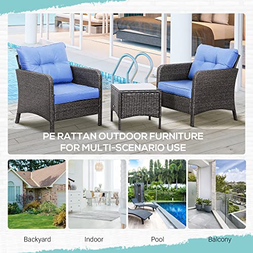 Outsunny 5 Piece Rattan Wicker Lounge Chair, Outdoor Patio Conversation