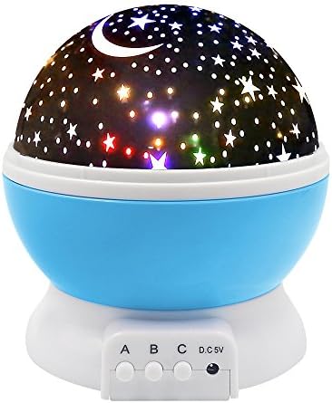 Digital Ant Night Lighting Lamp, Star Light Rotating Projector, Moon Sky Night Light, 4 LED Bulbs 8 Modes for Children Kids Bedroom (Blue)
