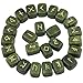 rockcloud Green Jade Rune Stones Tumbled Engraved Lettering Crystal Set for Wicca Crystals Healing Chakra Reiki