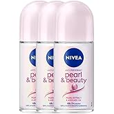 NIVEA Anti-Perspirant Deodorant Roll-On Pearl & Beauty 50ml – Long-Lasting Freshness, Smooth Skin, 48H Sweat & Odor Protection, Gentle Formula with Pearl Extract, Alcohol-Free Deodorant, 3-Pack