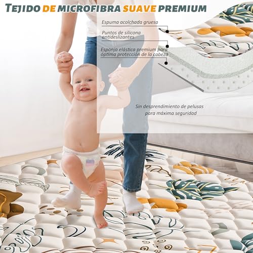 YBIKE Floor Play Mat, 50"x50" Thick Large Foldable Non-Slip Soft Portable Machine Washable Carpet (Boho Leaves 2)
