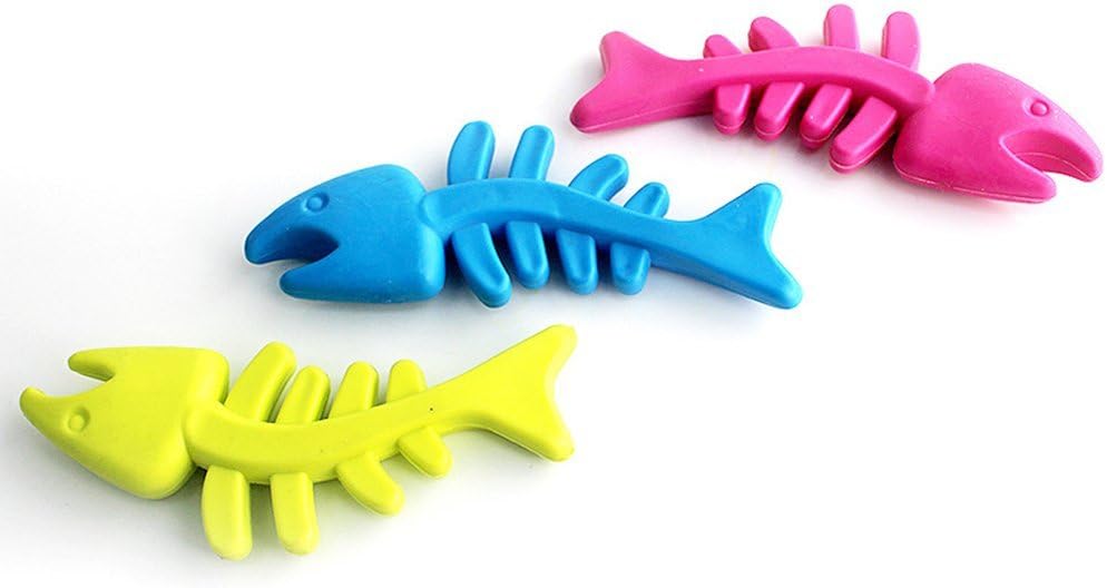 IWMH Rubber Dog Chew Toy Pet Decompression Non-Toxic TPR Bite Resistant Rubber Puppy Chew Toys,3 Pack (L, Fish)