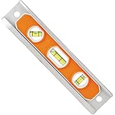 Klein Tools 935R Level, 9-Inch Magnetic Aluminum Torpedo Level with 0/45/90 Degree Vials and V-groove, Tapered Nose