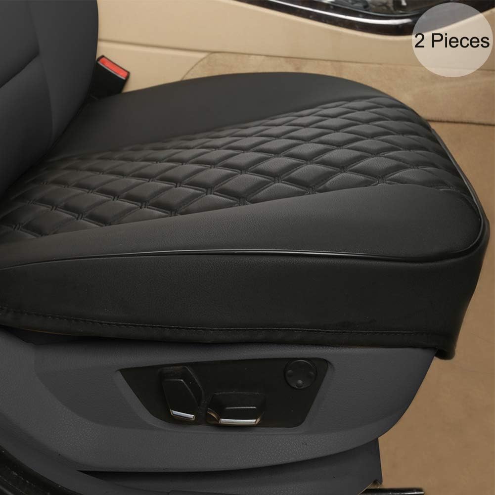 Black Panther 1 Pair of Front Car Seat Covers Protector PU Leather,Full Wrapping Edge for Front Seat Bottom (53×52 cm)- Black