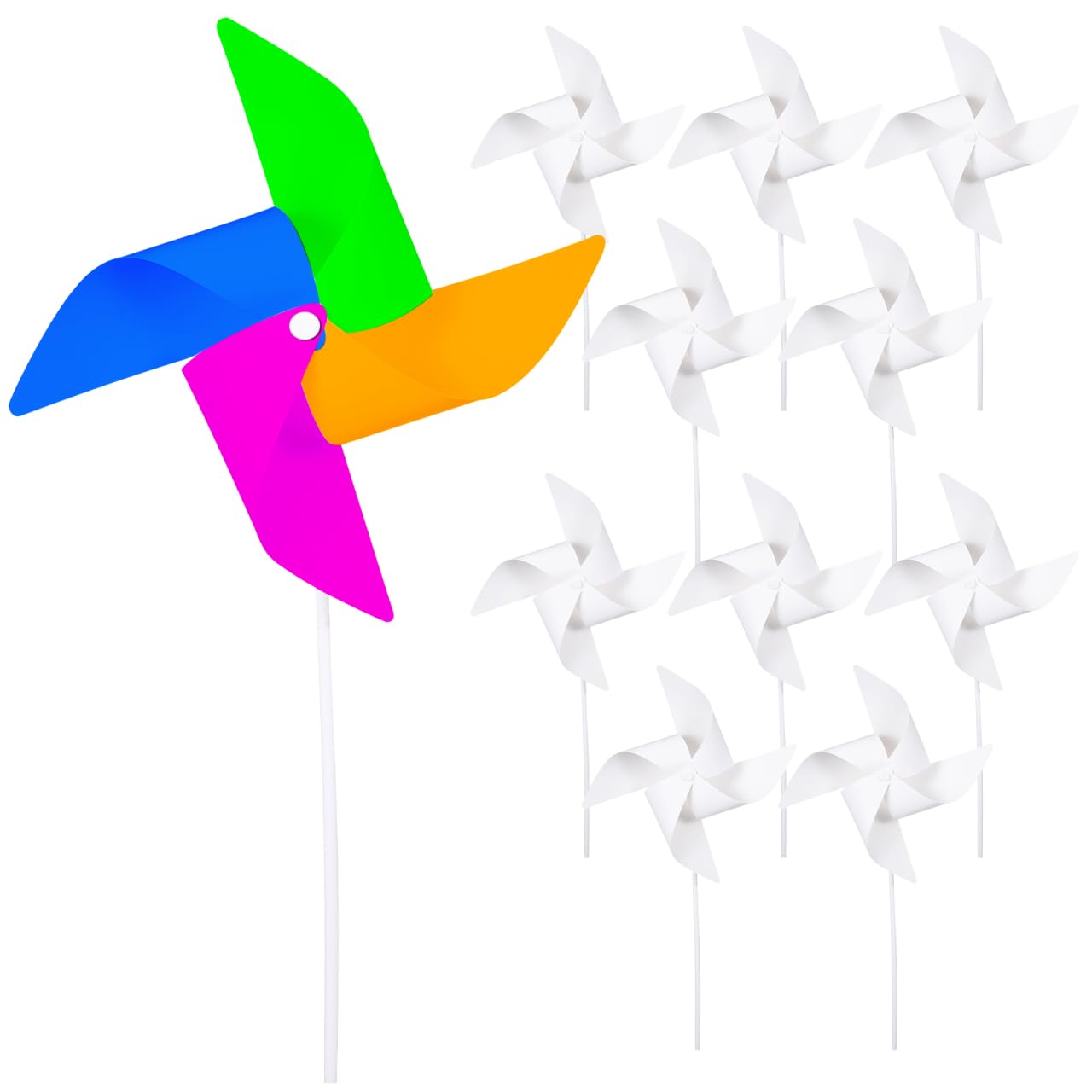24 pcs White Kit Art Pinwheels Toy Home Papers Work School Spinners Kids DIY Drawing for Craft Childrens Party Paper Girls Garden Painting Boys Color with Windmills Children